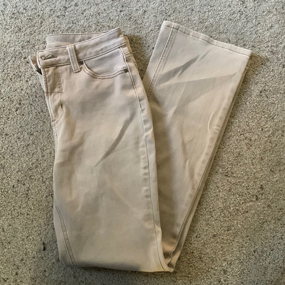 khaki womens jeans, high waisted, boot cut size 6